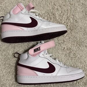 Nike White and Burgundy High-Tops